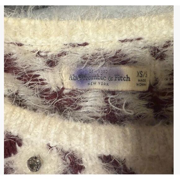 VTG RARE 90s Y2K Abercrombie & Fitch Boxy Nordic Fair Isle‎ Ski Lodge Sweater SM - Picture 3 of 6